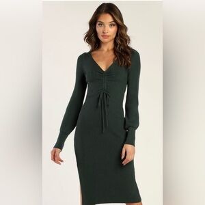 Lulu's Dark Green Long Sleeve Dress